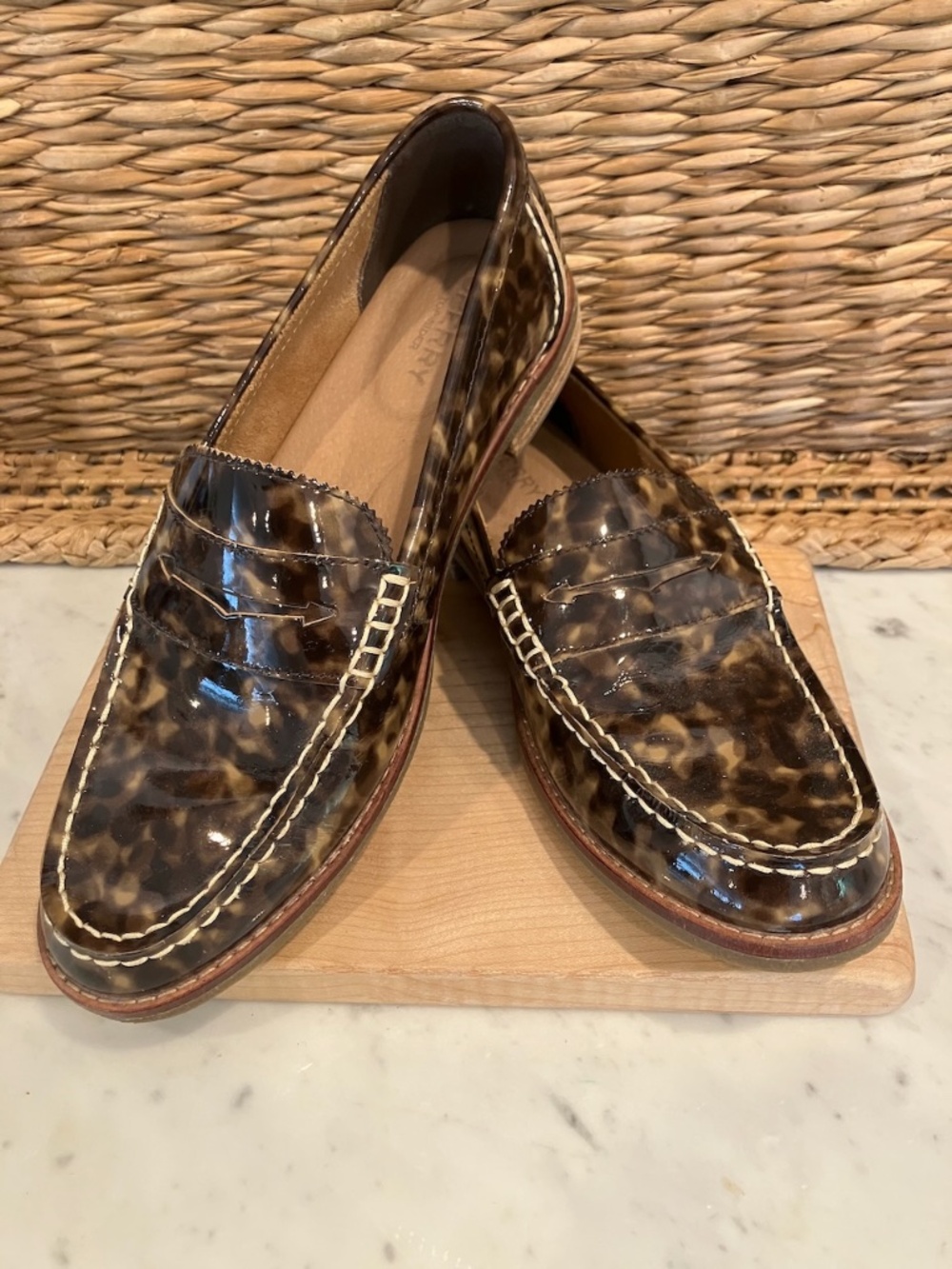 Sperry Seaport Penny Tortoise Leather Loafers 7.5 M